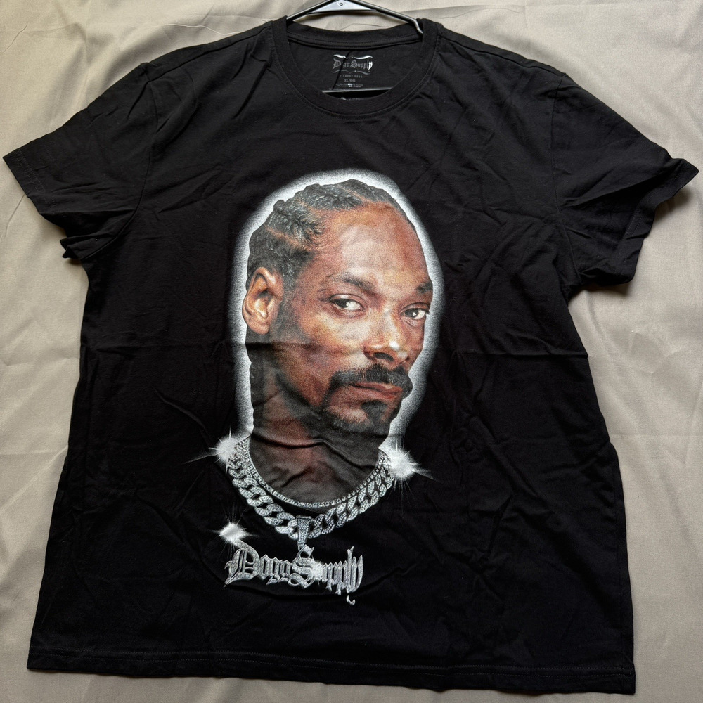 Snoop Dogg Shirt Mens XL Black Dogg Supply Bling Face 90s Hip Hop Modern
